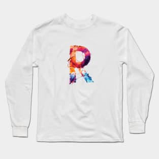 Colorful Painted Initial Letter R Long Sleeve T-Shirt